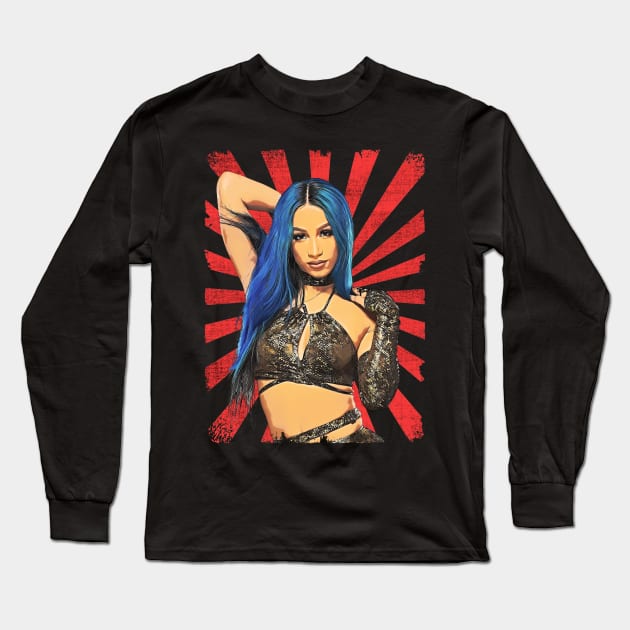 Sasha Bank Wrestling Vintage Fan Art Long Sleeve T-Shirt by Sakonipopart